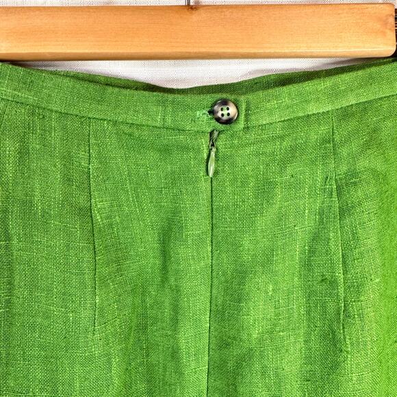 VINTAGE Linen Pencil Skirt Womens 10P Kelly Green Business Casual Summer Resort - Picture 6 of 14